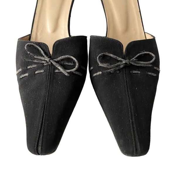 Vintage Stuart Weitzman Bow Accent Pointed Open Back Heel Shoes in Size 9B - Picture 4 of 12